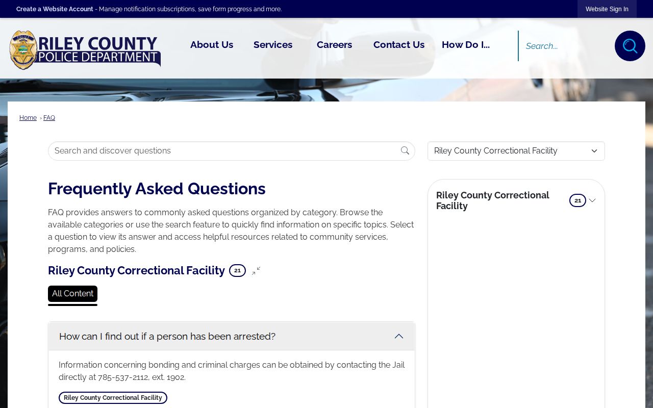 Riley County Jail release and facility history information